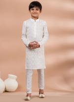 Viscose White Traditional Wear Digital Printed Kids Kurta Pajama